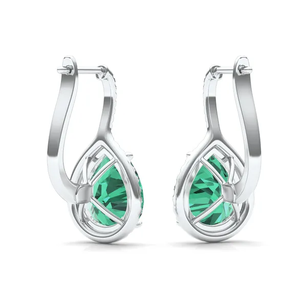 Emerald Halo Leverback Earrings