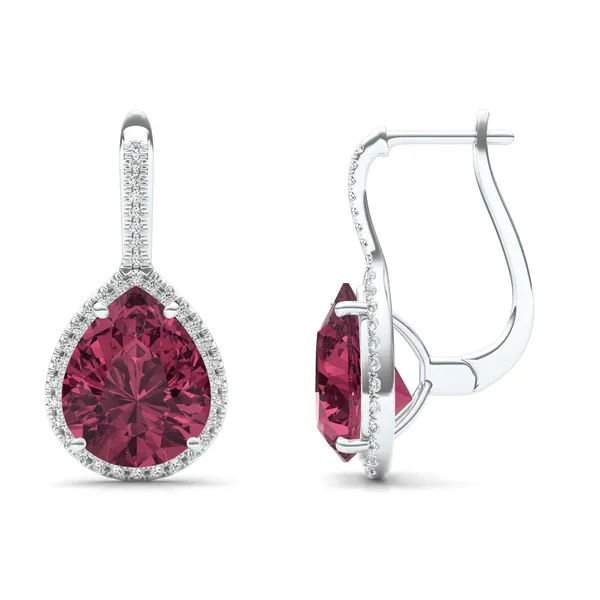 Ruby Halo Leverback Earrings