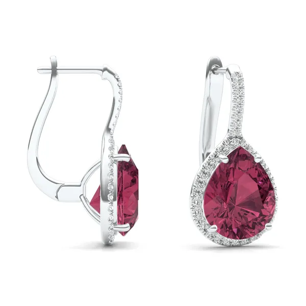 Ruby Halo Leverback Earrings