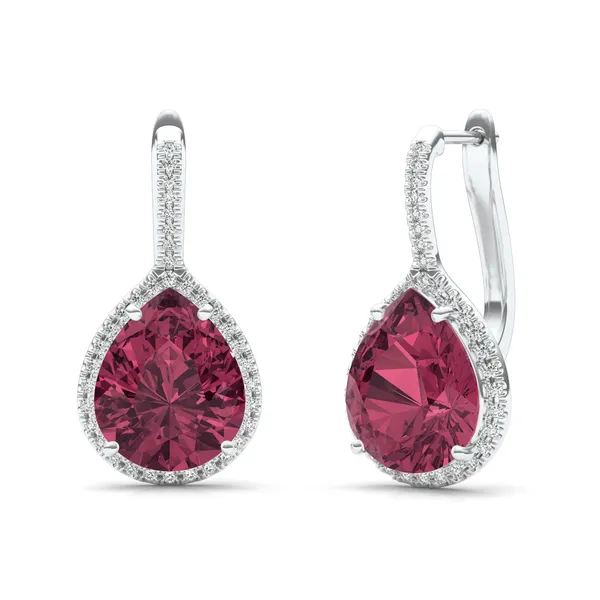 Ruby Halo Leverback Earrings