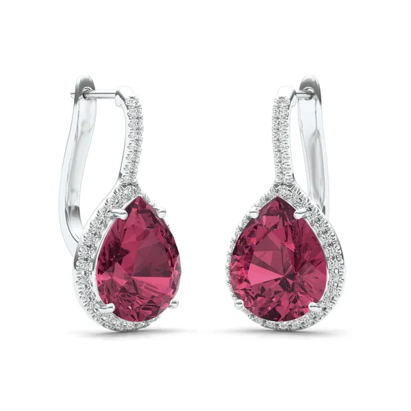 Ruby Halo Leverback Earrings