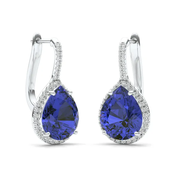 Sapphire Halo Leverback Earrings