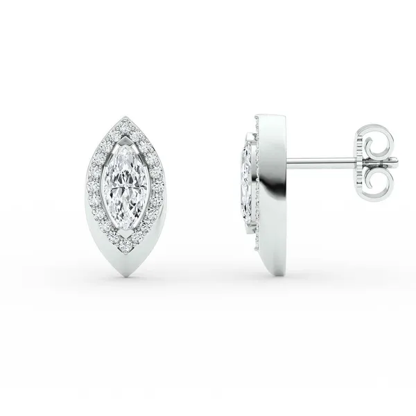 Marquise Halo Stud Earrings