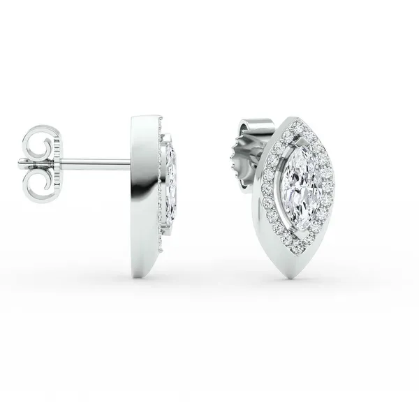 Marquise Halo Stud Earrings