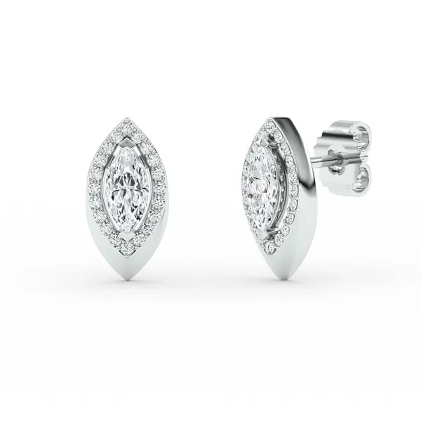 Marquise Halo Stud Earrings