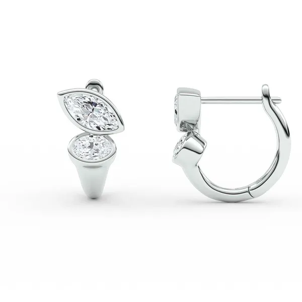 Bezel Two-Stone Hoop Earrings