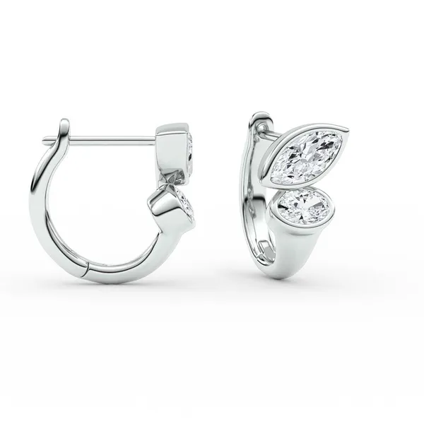 Bezel Two-Stone Hoop Earrings