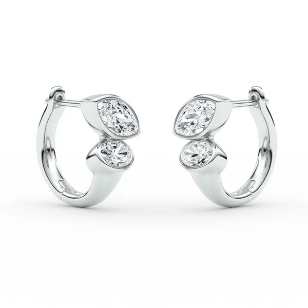 Bezel Two-Stone Hoop Earrings