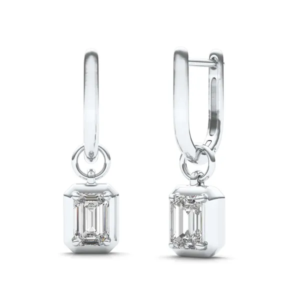 Emerald Bezel Illusion Drop Huggie Earrings