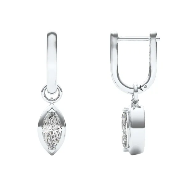Marquise Bezel Illusion Drop Huggie Earrings