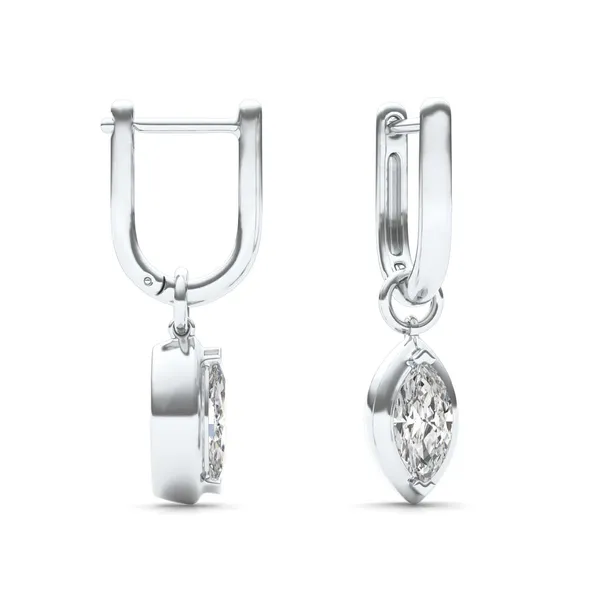 Marquise Bezel Illusion Drop Huggie Earrings