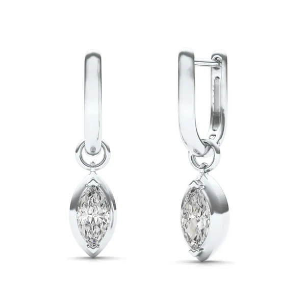 Marquise Bezel Illusion Drop Huggie Earrings
