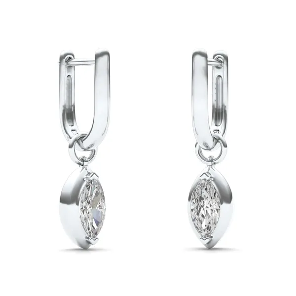 Marquise Bezel Illusion Drop Huggie Earrings