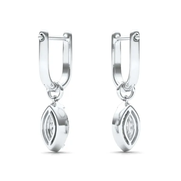 Marquise Bezel Illusion Drop Huggie Earrings