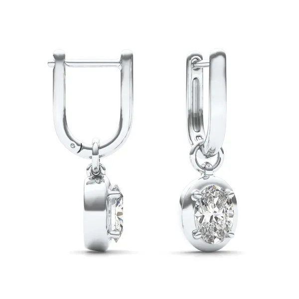 Oval Bezel Illusion Drop Huggie Earrings