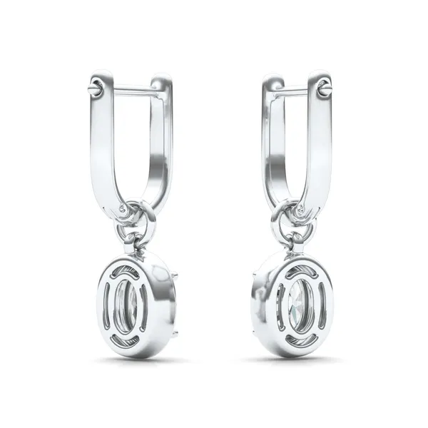 Oval Bezel Illusion Drop Huggie Earrings