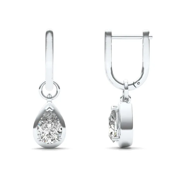 Pear Bezel Illusion Drop Huggie Earrings