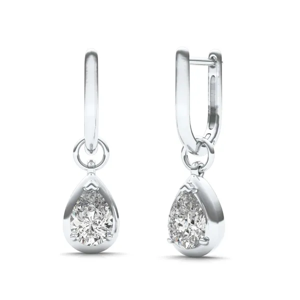 Pear Bezel Illusion Drop Huggie Earrings