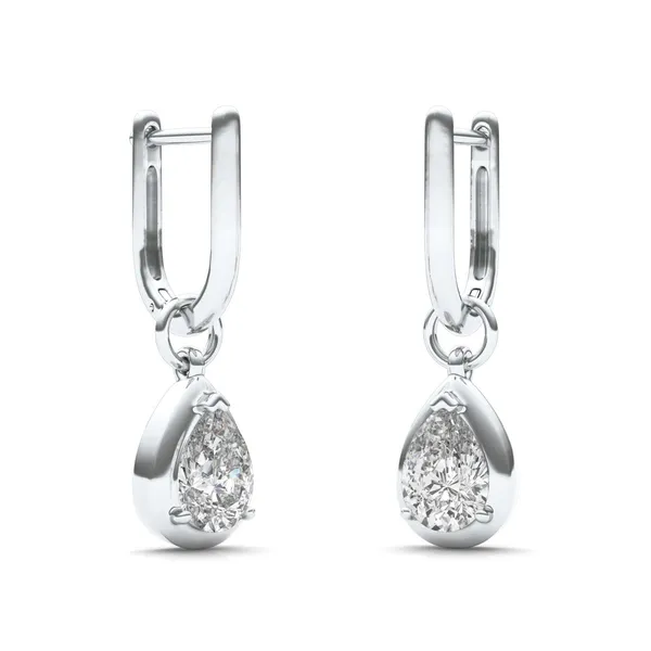 Pear Bezel Illusion Drop Huggie Earrings