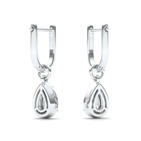 Pear Bezel Illusion Drop Huggie Earrings