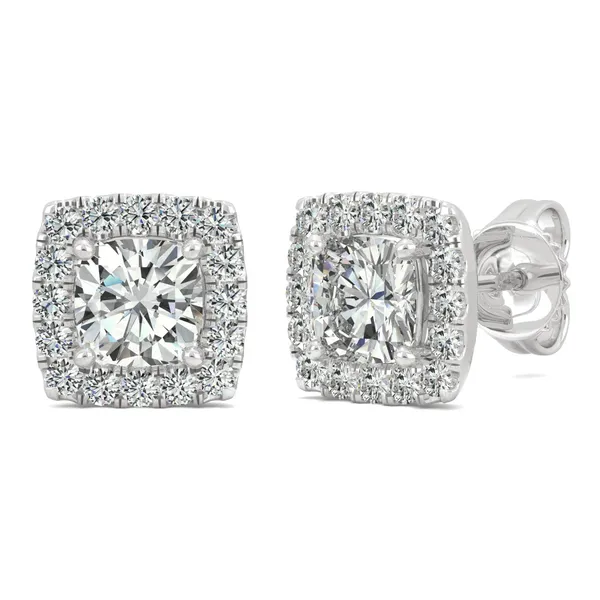 1.32 CTW DEW Moissanite Cushion Stud Earrings