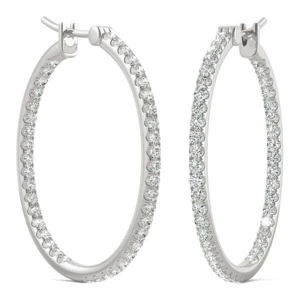 1.09 CTW DEW Moissanite Round Hoop Earrings