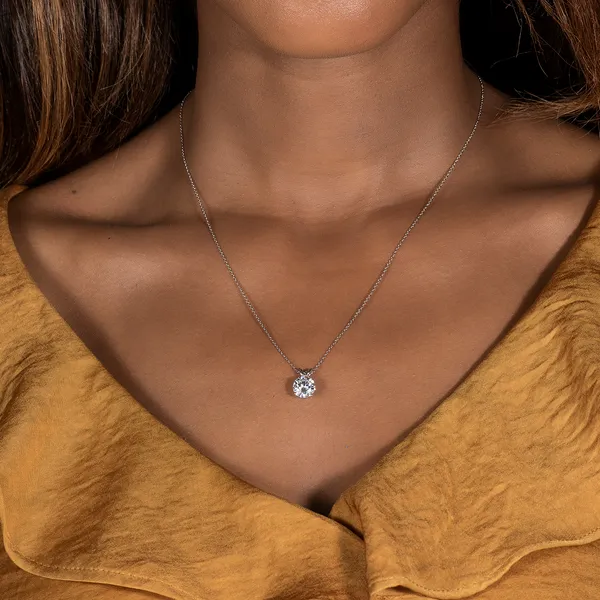 Round Brilliant Four-Prong Basket Pendant