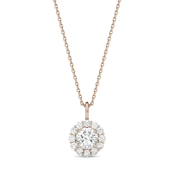 Round Brilliant Single Bail Halo Pendant