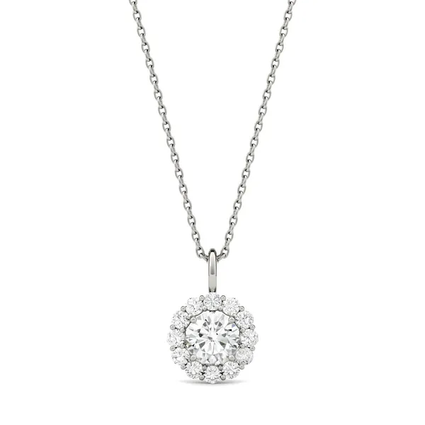 Round Brilliant Single Bail Halo Pendant