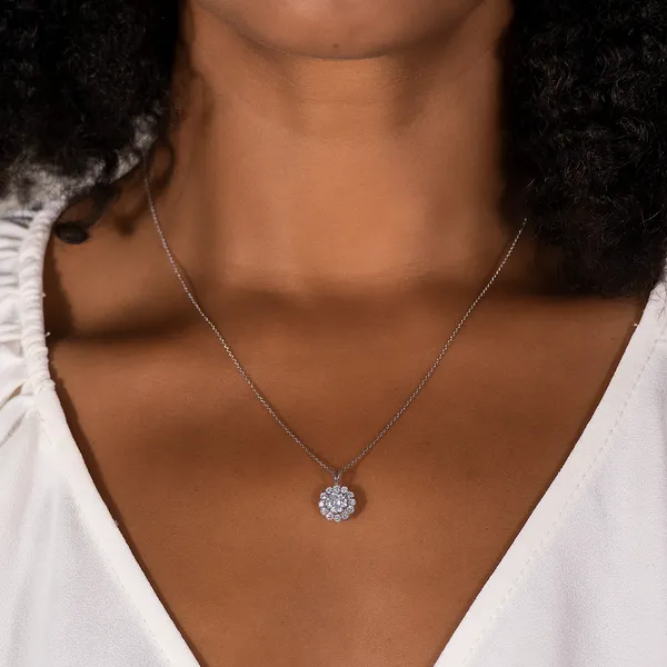 Round Brilliant Single Bail Halo Pendant
