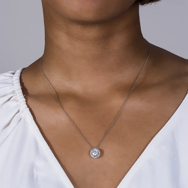 Round Brilliant Halo Slide Pendant
