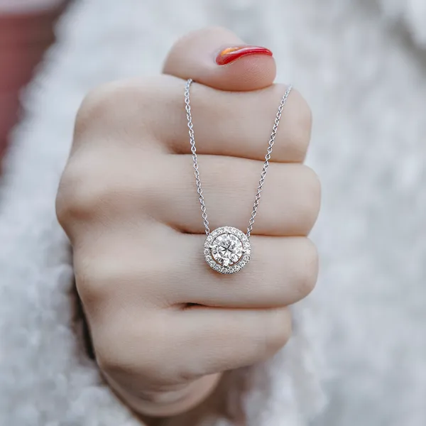 Round Brilliant Halo Slide Pendant