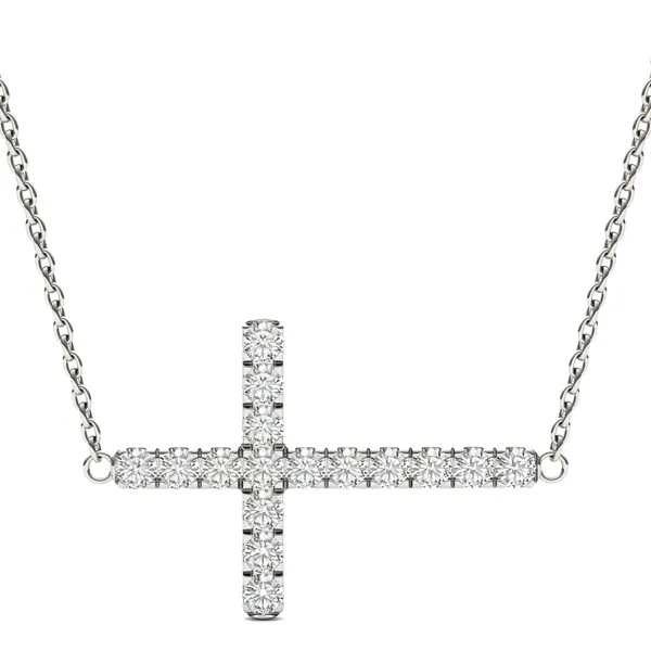 East-West French Set Cross Pendant