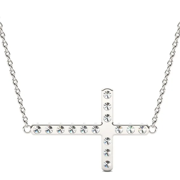 East-West French Set Cross Pendant