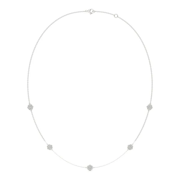 Floral Pavé Station Necklace