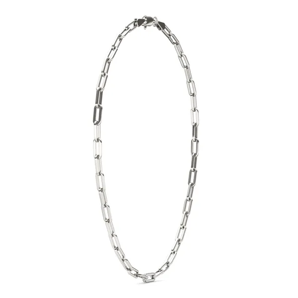 Single Pavé Paperclip Chain Necklace