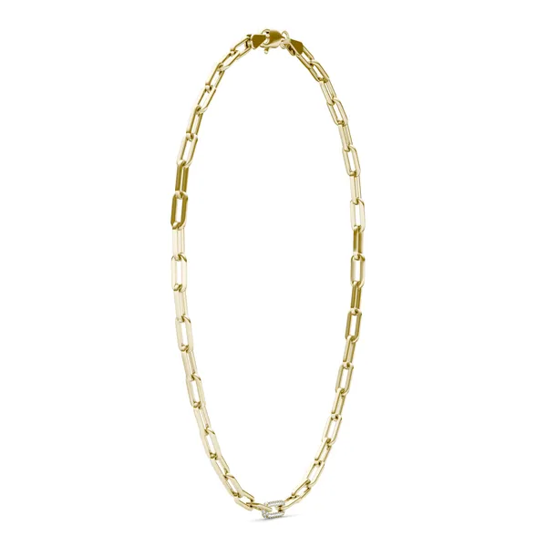 Single Pavé Paperclip Chain Necklace