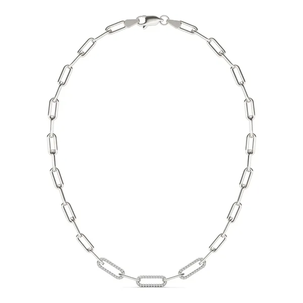 Triple Pavé Paperclip Chain Necklace