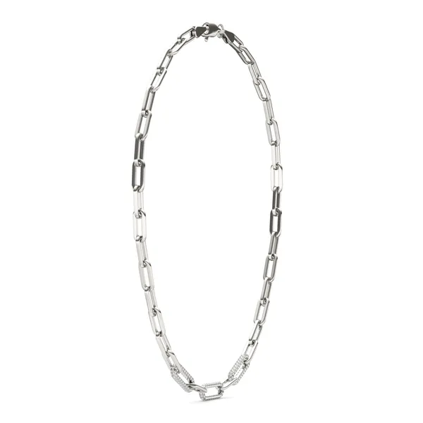 Triple Pavé Paperclip Chain Necklace