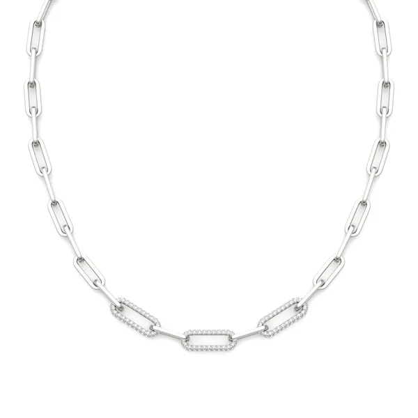 Triple Pavé Paperclip Chain Necklace