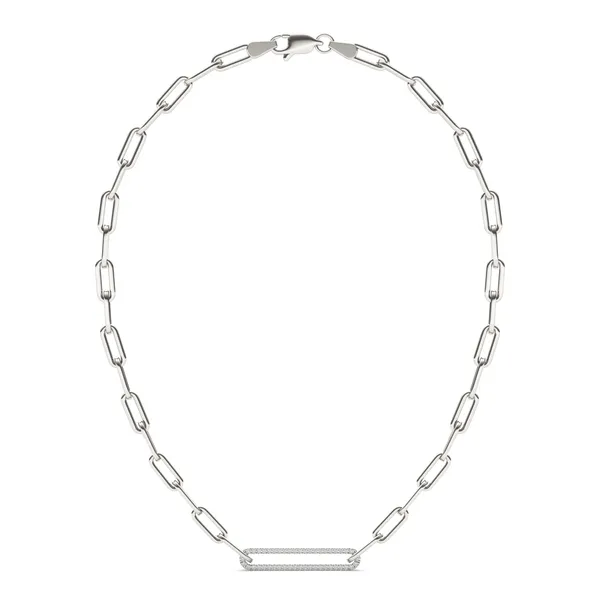 Elongated Pavé Paperclip Chain Necklace