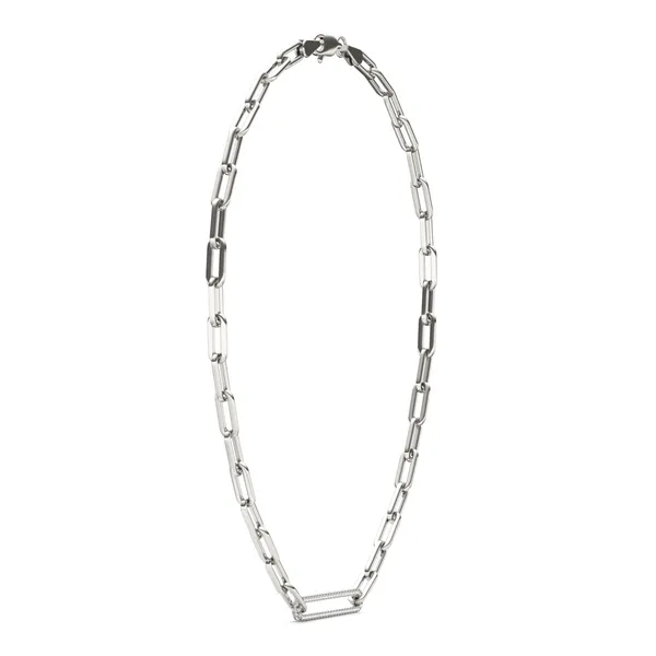 Elongated Pavé Paperclip Chain Necklace