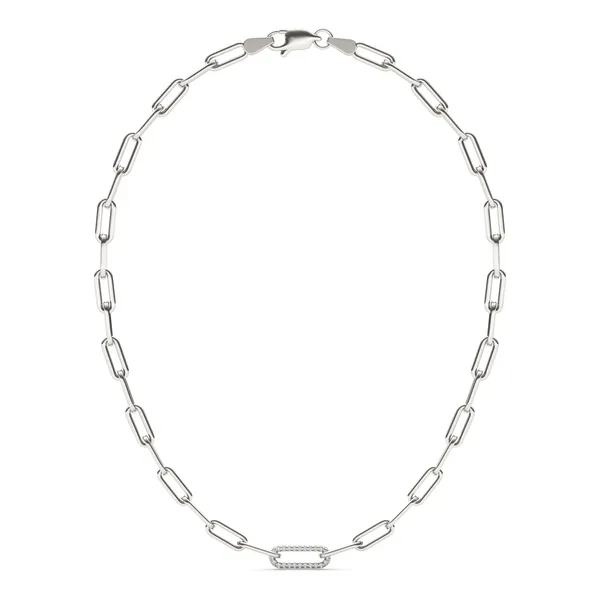 Single Pavé Paperclip 24 in. Chain Necklace