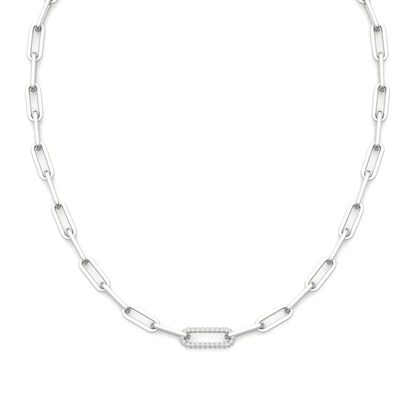 Single Pavé Paperclip 24 in. Chain Necklace