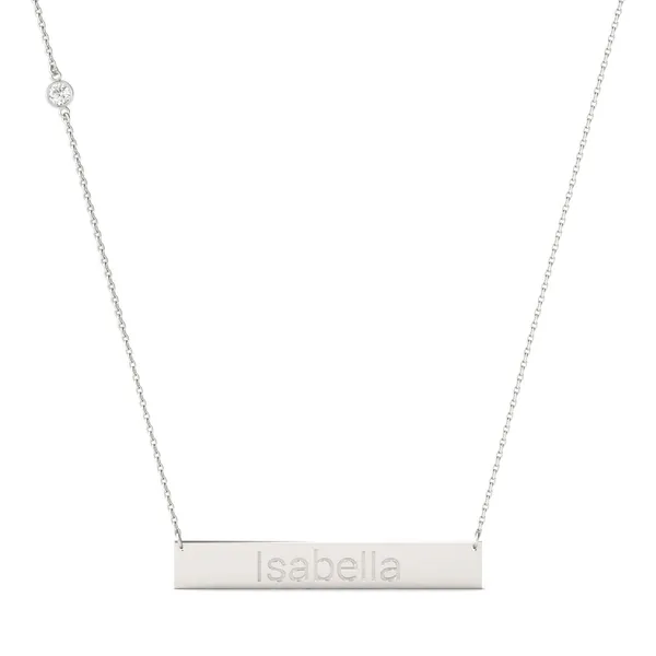 Engraved Block Name Bar Pendant