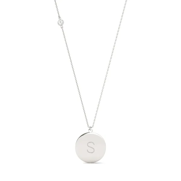 Engraved Block Initial Pendant