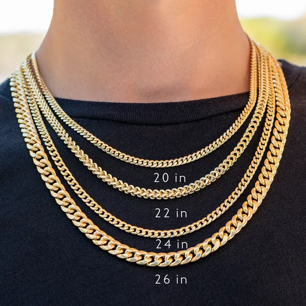 Semi-Solid Miami Cuban Link 26 in. Chain Necklace 9.3mm