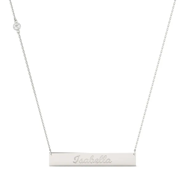Engraved Script Name Bar Pendant