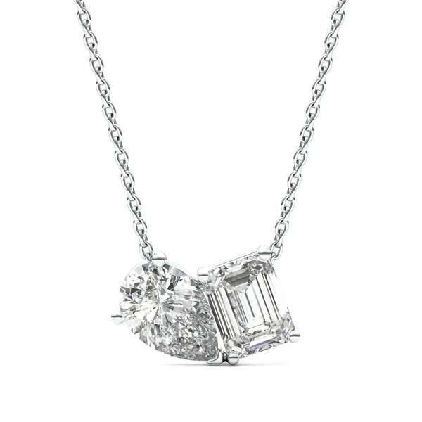 Pear and Emerald Toi et Moi Necklace