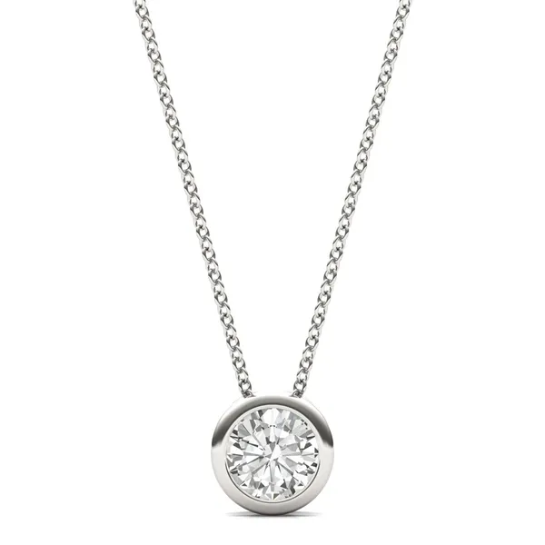 0.50 CTW DEW Moissanite Bezel Set Solitaire Pendant
